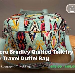 Vera Bradley Quilted Turquoise Multicolor Geometric Travel Duffel